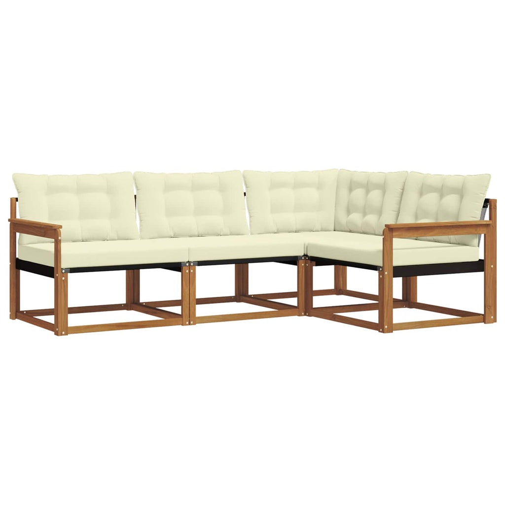 Outdoor-Sofagarnitur mit Kissen 4 pcs Natur und Creme