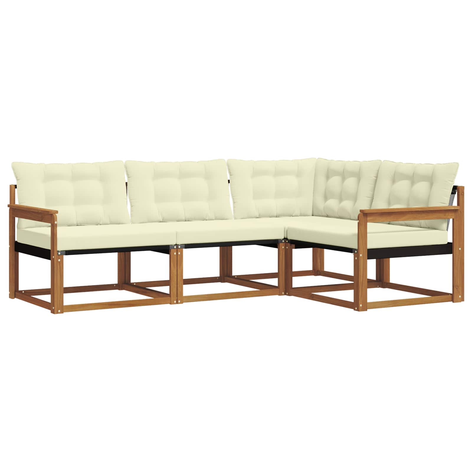 Outdoor-Sofagarnitur mit Kissen 4 pcs Natur und Creme