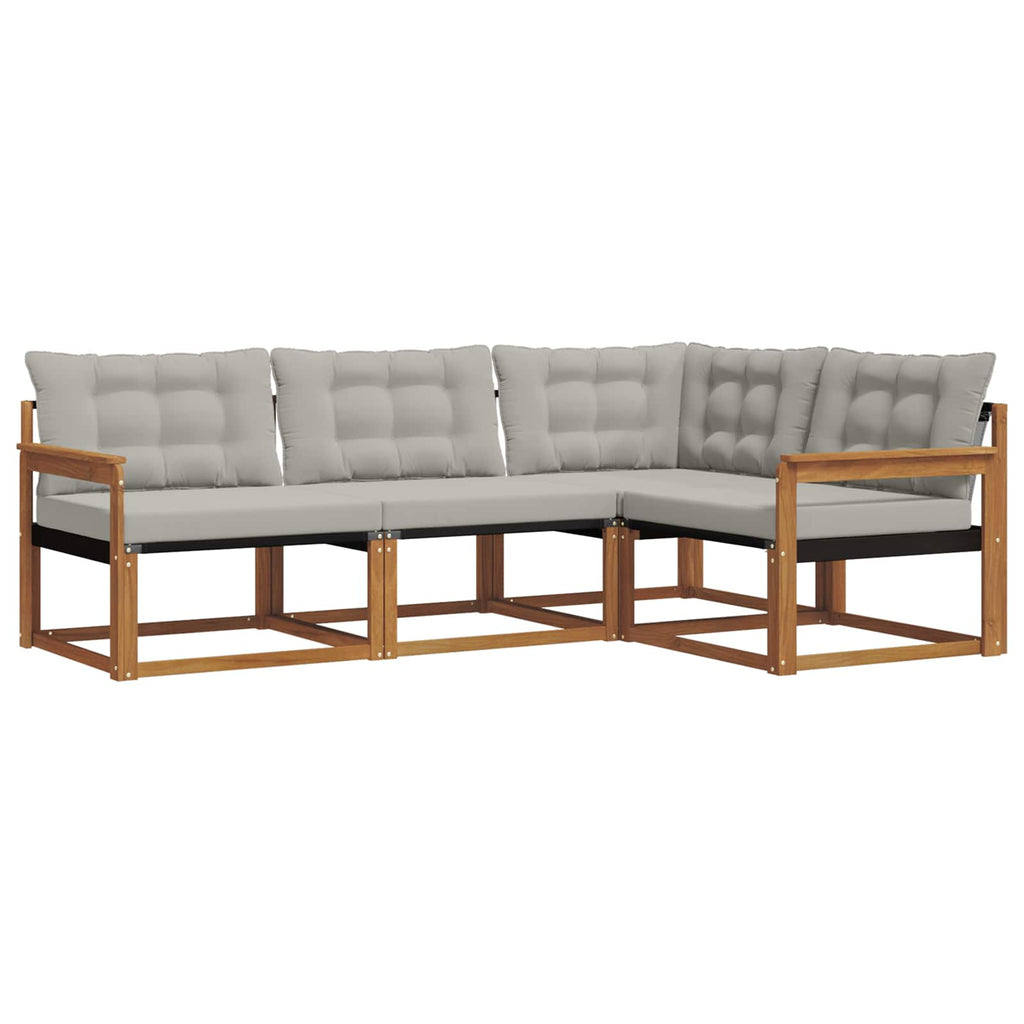 Outdoor-Sofagarnitur mit Kissen 4 pcs Natürlich und Hellgrau