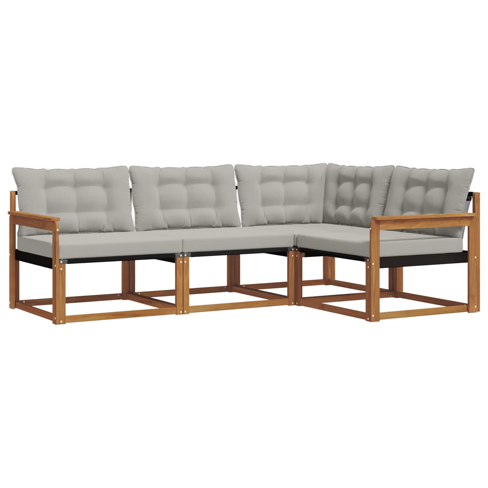 Outdoor-Sofagarnitur mit Kissen 4 pcs Natürlich und Hellgrau