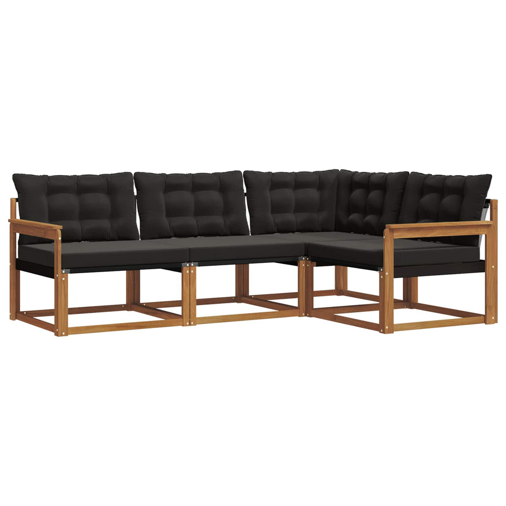 Outdoor-Sofagarnitur mit Kissen 4 pcs Natürlich und Schwarz