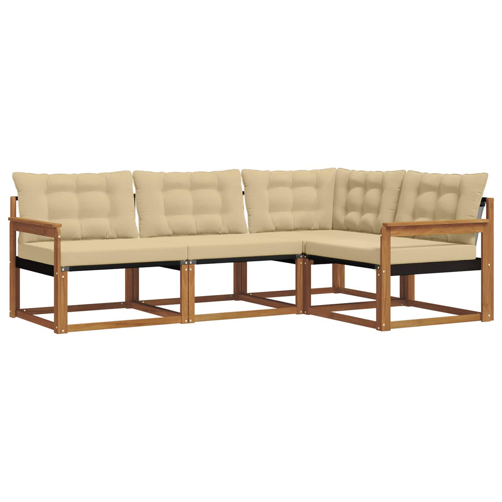 Outdoor-Sofagarnitur mit Kissen 4 pcs Natur und Beige