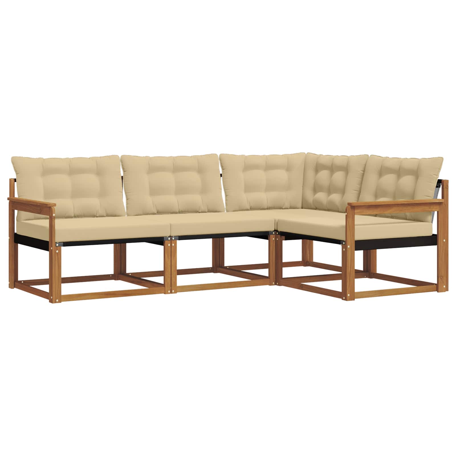 Outdoor-Sofagarnitur mit Kissen 4 pcs Natur und Beige