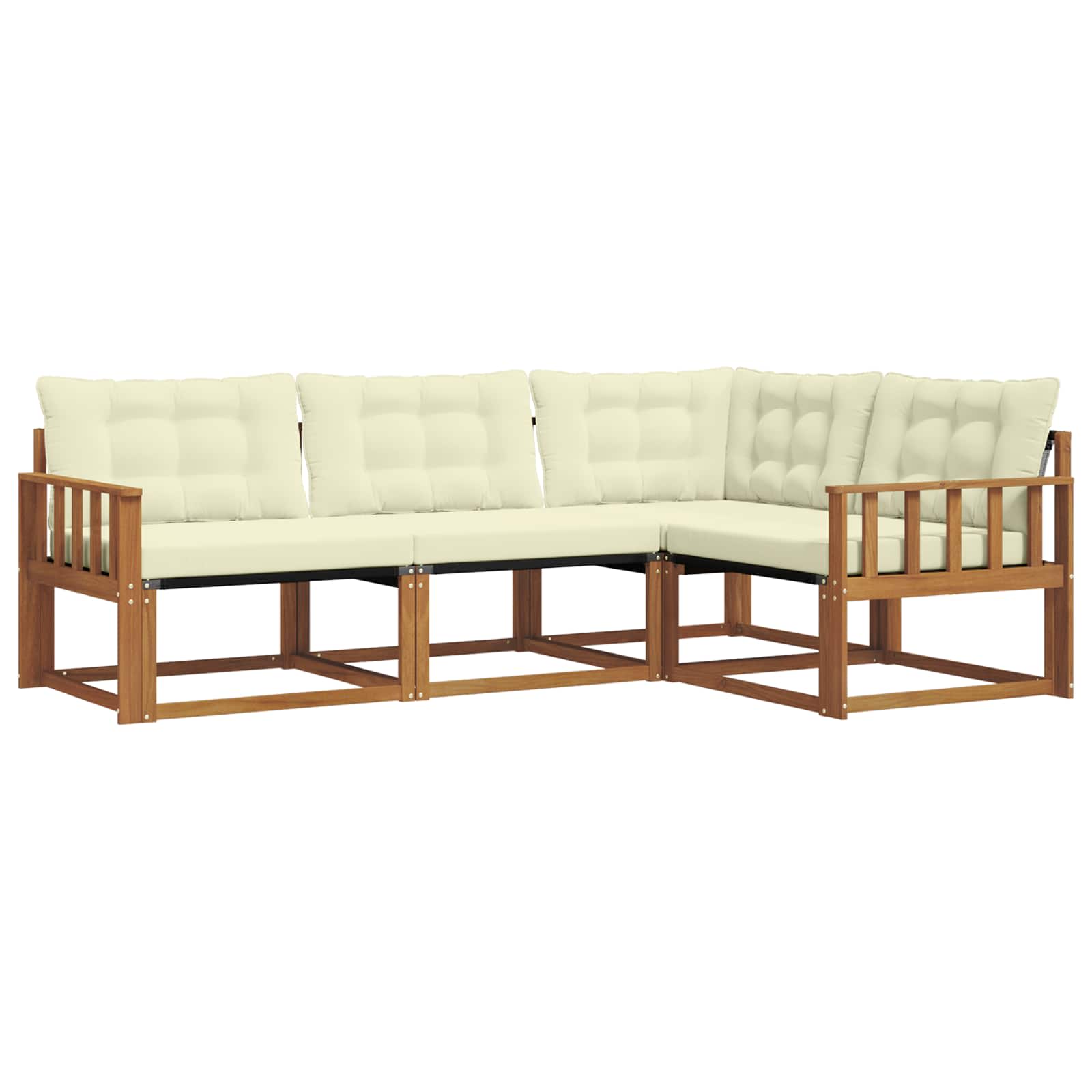 Outdoor-Sofagarnitur mit Kissen 4 pcs Natur und Creme