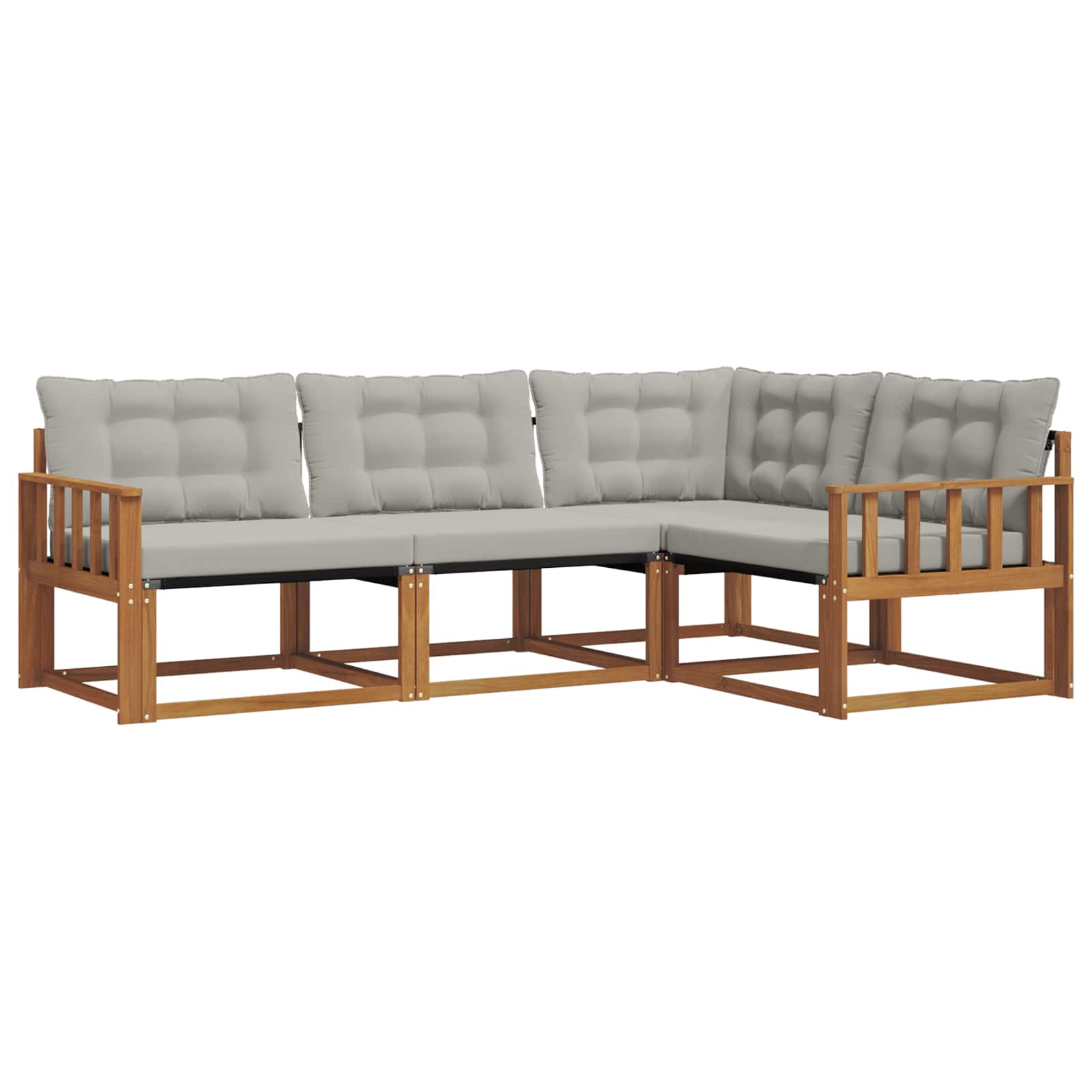 Outdoor-Sofagarnitur mit Kissen 4 pcs Natürlich und Hellgrau