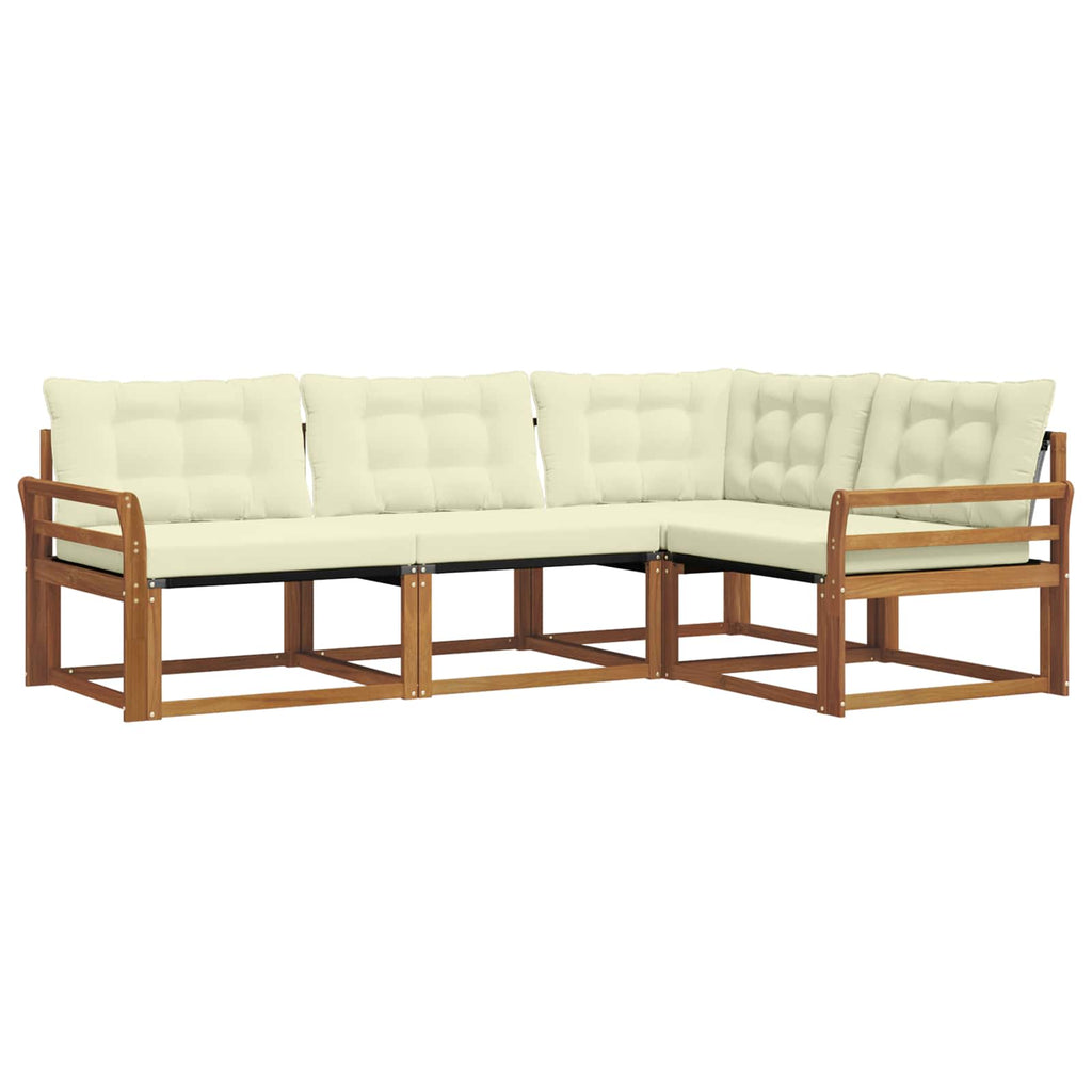 Outdoor-Sofagarnitur mit Kissen 4 pcs Natur und Creme