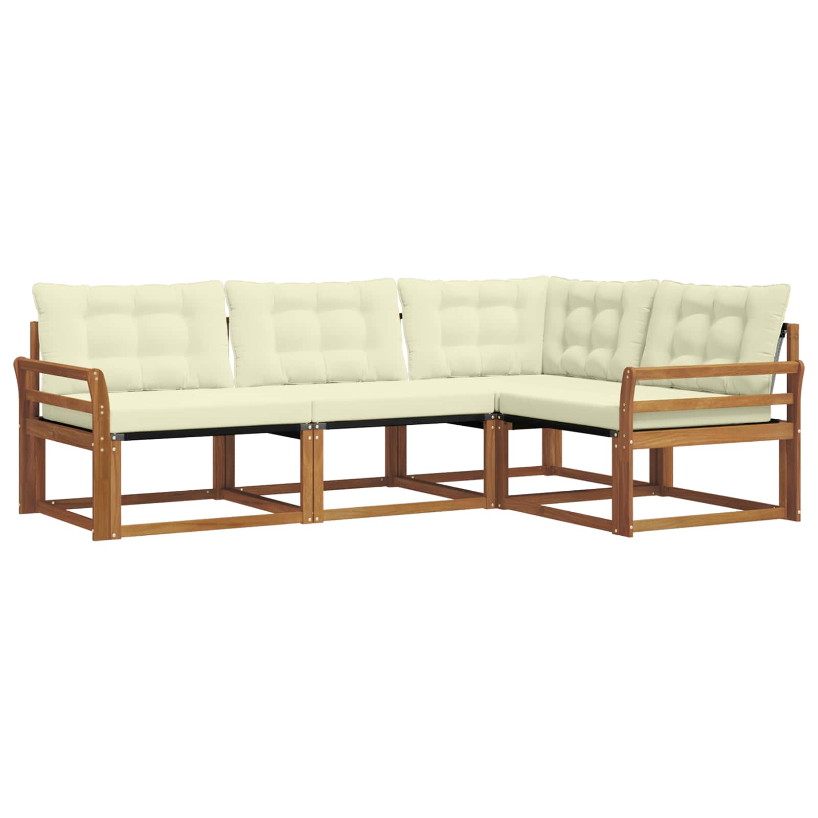 Outdoor-Sofagarnitur mit Kissen 4 pcs Natur und Creme