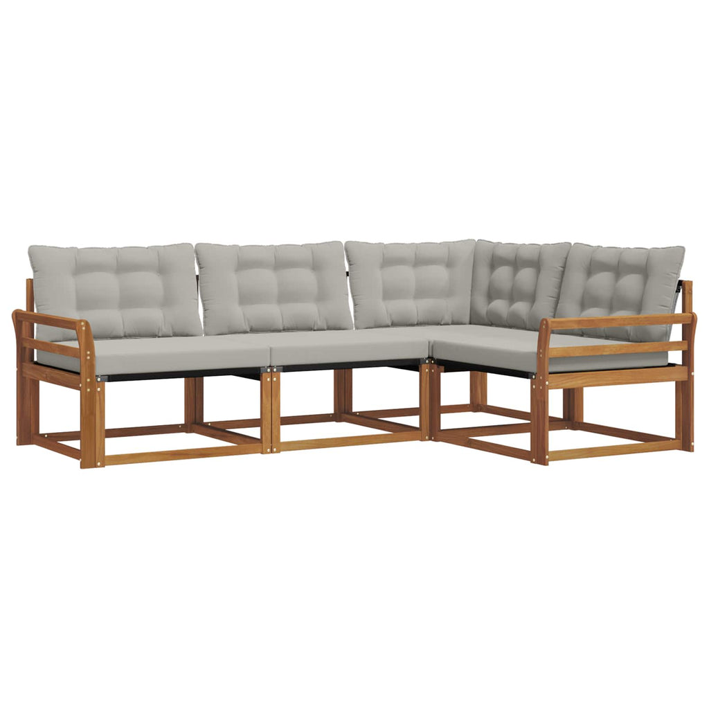 Outdoor-Sofagarnitur mit Kissen 4 pcs Natürlich und Hellgrau
