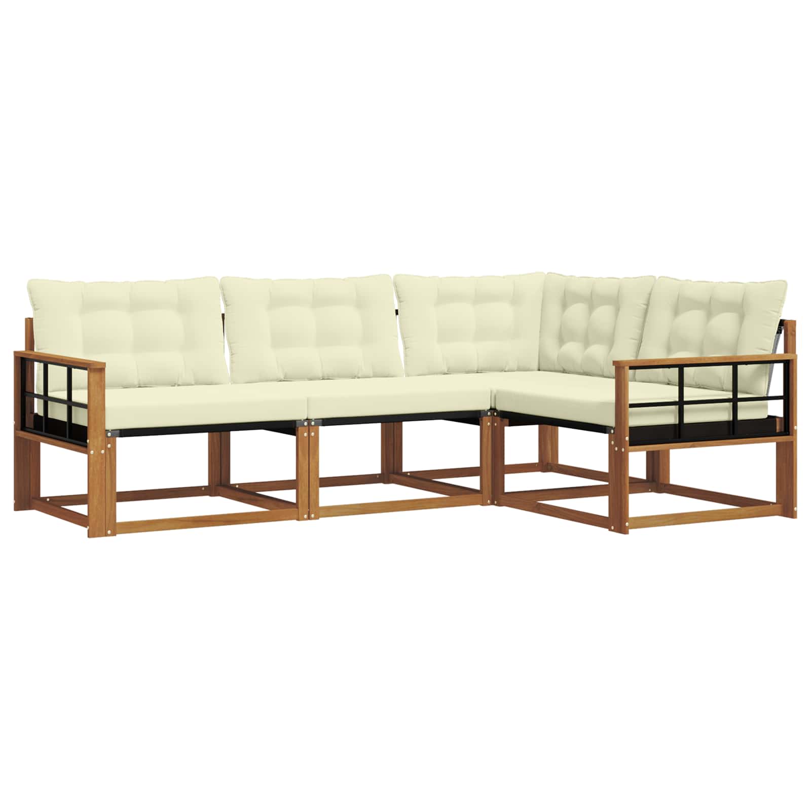 Outdoor-Sofagarnitur mit Kissen 4 pcs Natur und Creme