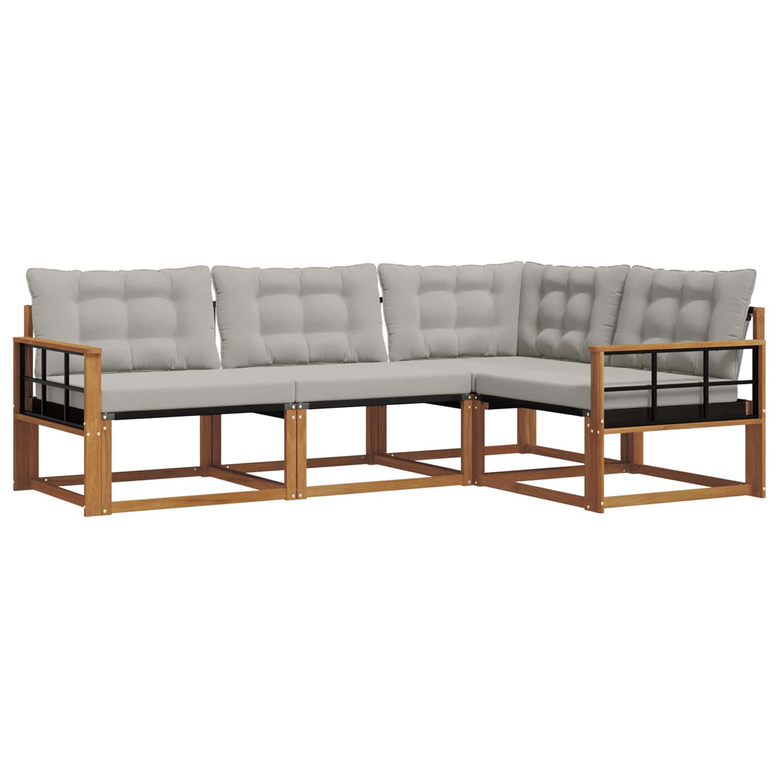 Outdoor-Sofagarnitur mit Kissen 4 pcs Natürlich und Hellgrau