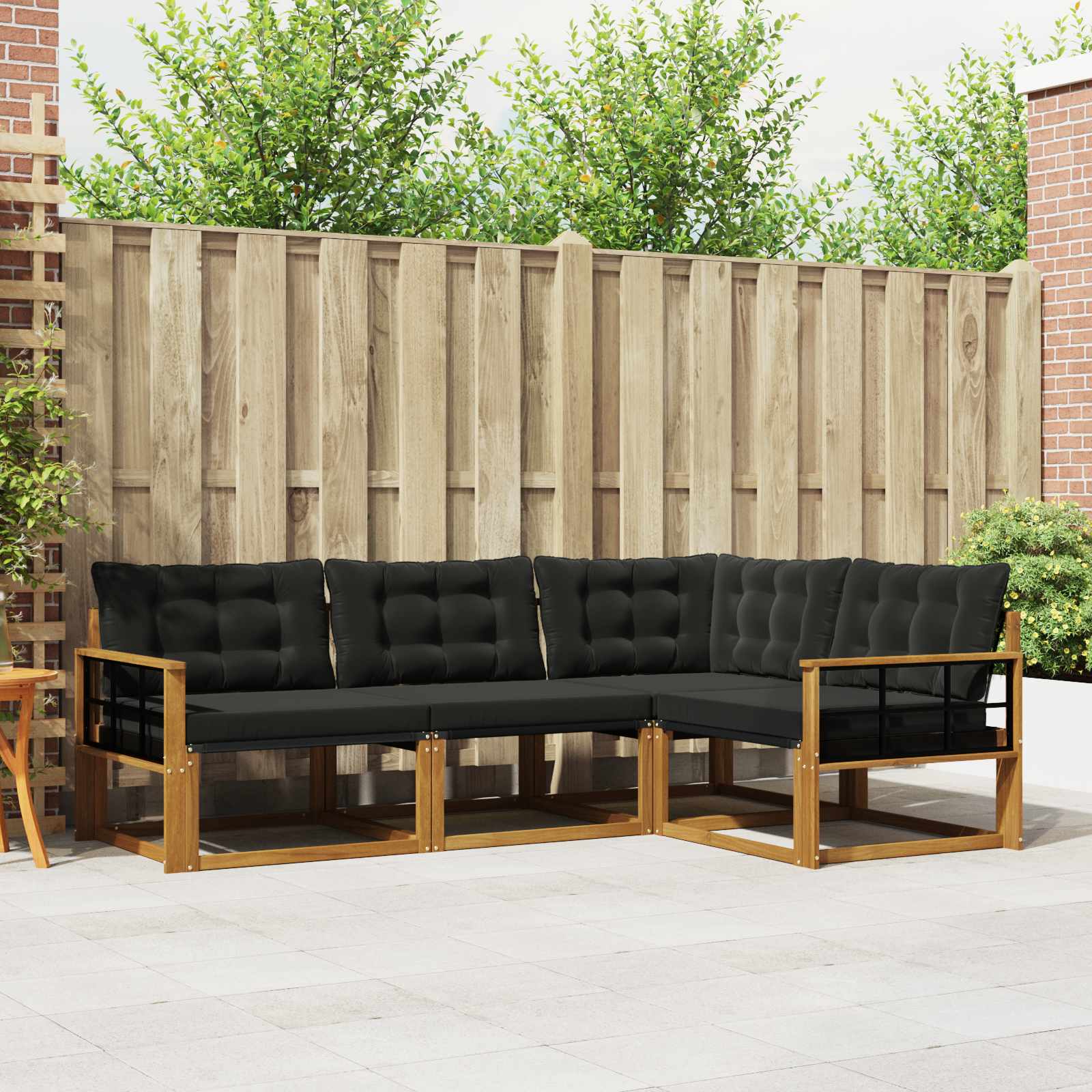 Outdoor-Sofagarnitur mit Kissen 4 pcs Natürlich und Schwarz