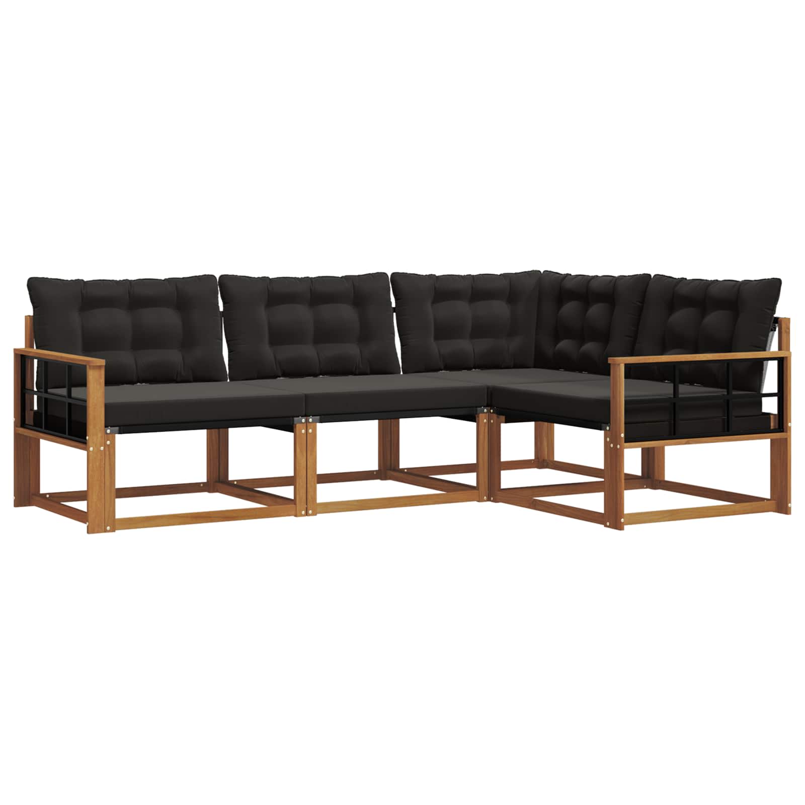 Outdoor-Sofagarnitur mit Kissen 4 pcs Natürlich und Schwarz