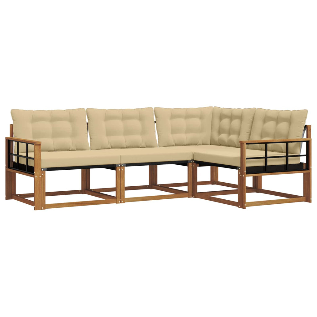 Outdoor-Sofagarnitur mit Kissen 4 pcs Natur und Beige