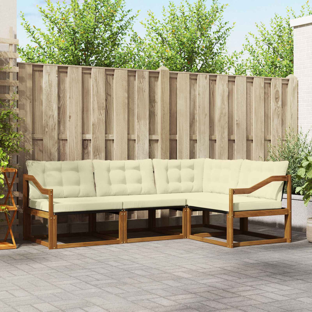 Outdoor-Sofagarnitur mit Kissen 4 pcs Natur und Creme