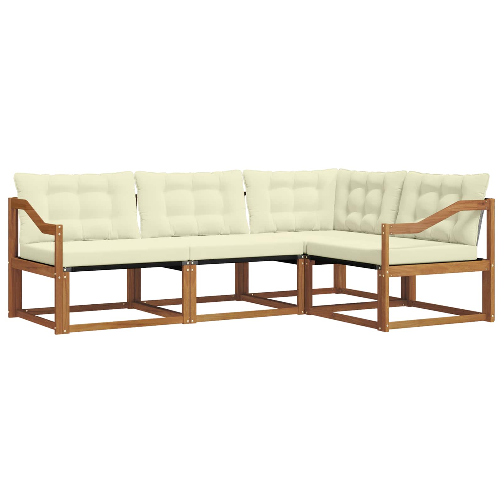 Outdoor-Sofagarnitur mit Kissen 4 pcs Natur und Creme