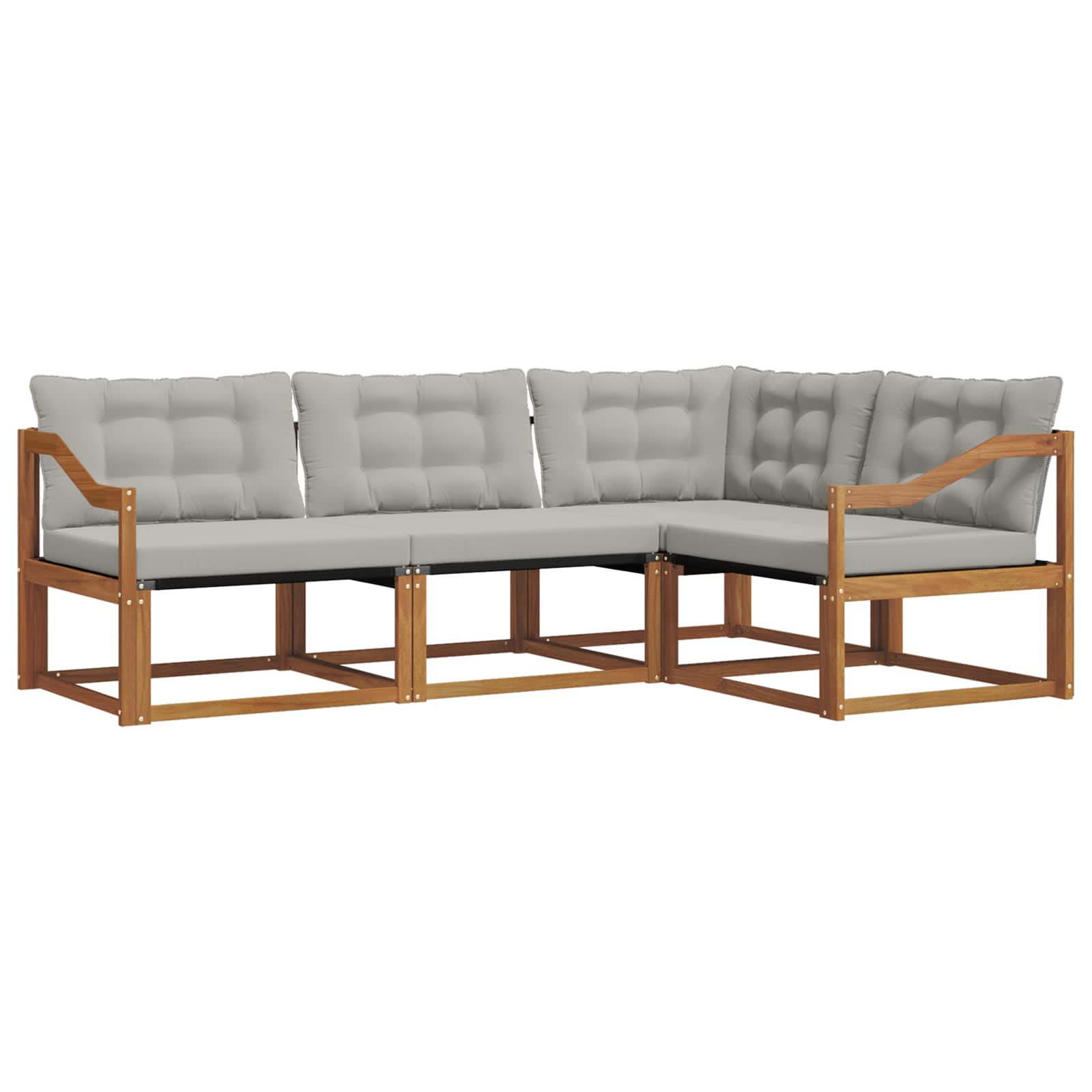 Outdoor-Sofagarnitur mit Kissen 4 pcs Natürlich und Hellgrau