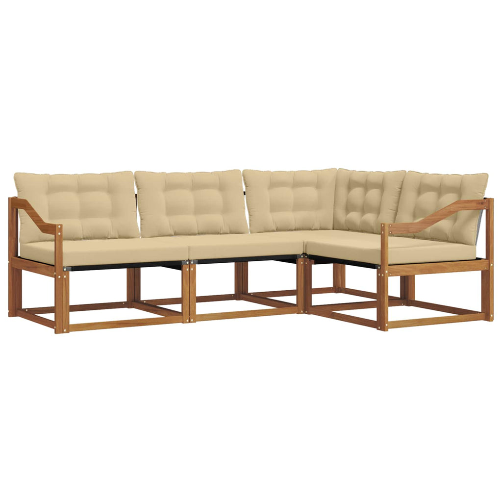 Outdoor-Sofagarnitur mit Kissen 4 pcs Natur und Beige