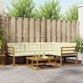 Outdoor-Sofagarnitur mit Kissen 5 pcs Natur und Creme