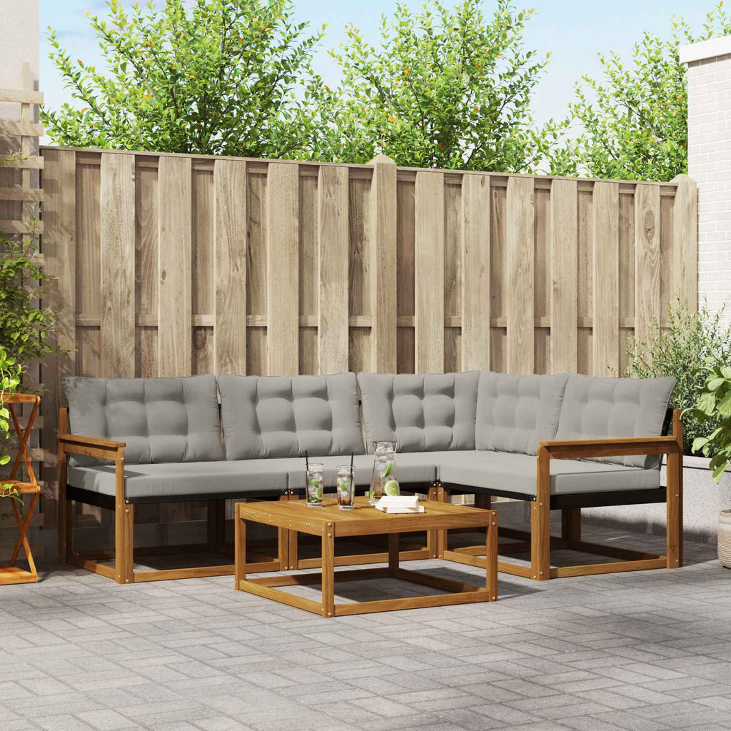 Outdoor-Sofagarnitur mit Kissen 5 pcs Natürlich und Hellgrau