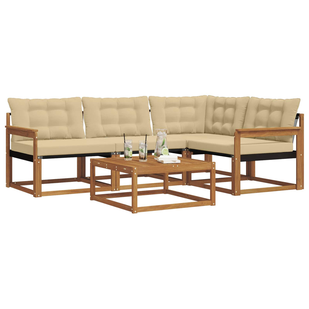 Outdoor-Sofagarnitur mit Kissen 5 pcs Natur und Beige