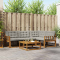 Outdoor-Sofagarnitur mit Kissen 5 pcs Natürlich und Hellgrau