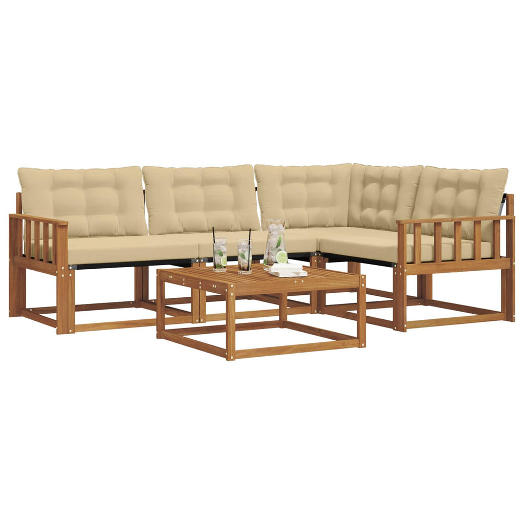 Outdoor-Sofagarnitur mit Kissen 5 pcs Natur und Beige