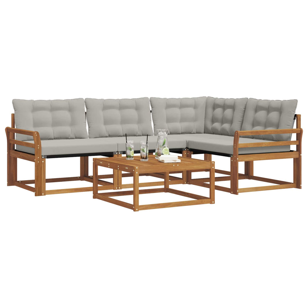 Outdoor-Sofagarnitur mit Kissen 5 pcs Natürlich und Hellgrau