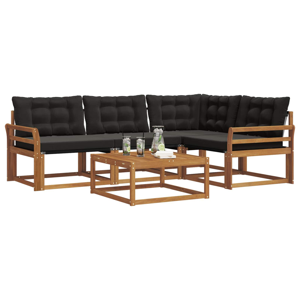 Outdoor-Sofagarnitur mit Kissen 5 pcs Natürlich und Schwarz