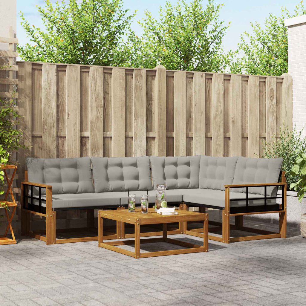 Outdoor-Sofagarnitur mit Kissen 5 pcs Natürlich und Hellgrau