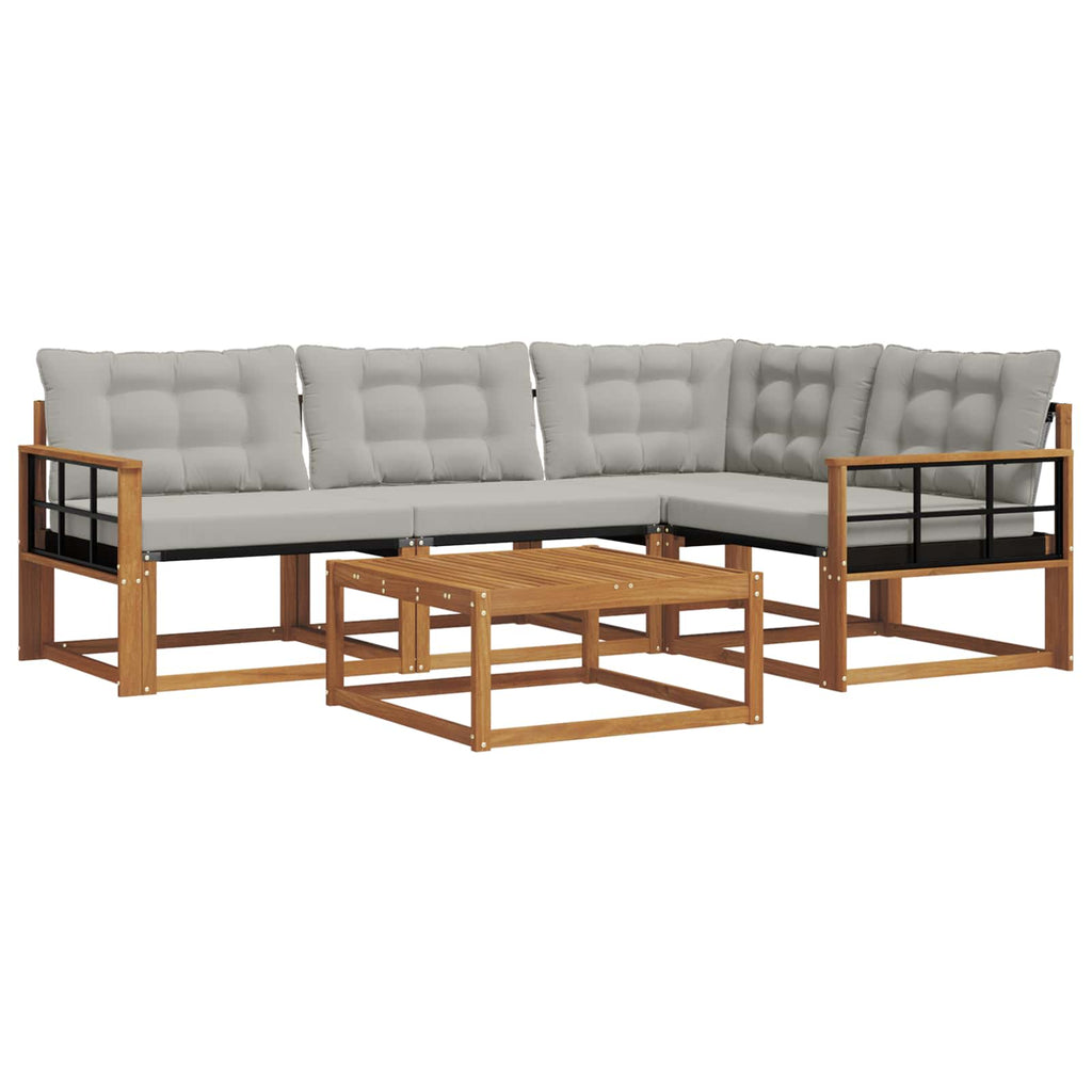 Outdoor-Sofagarnitur mit Kissen 5 pcs Natürlich und Hellgrau