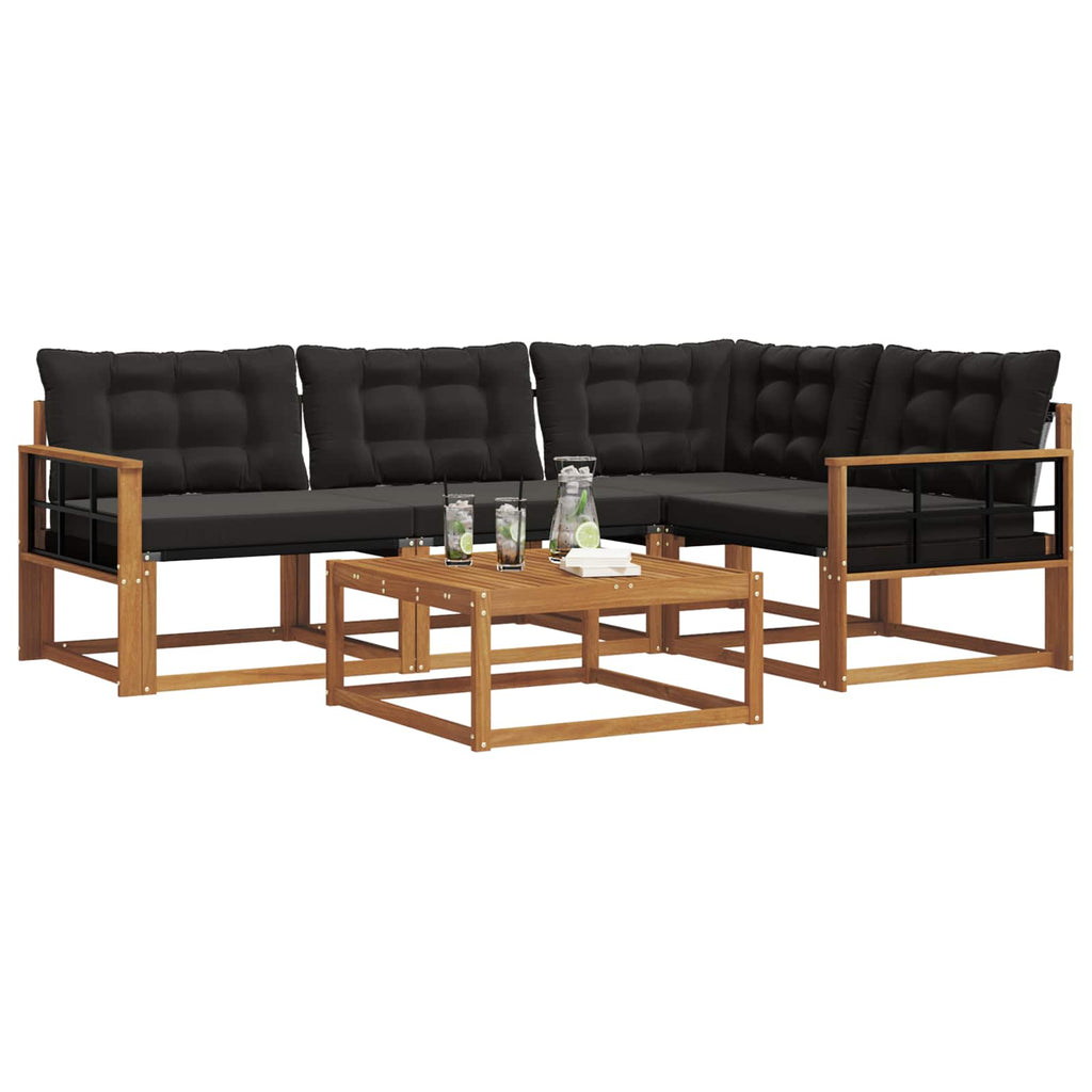 Outdoor-Sofagarnitur mit Kissen 5 pcs Natürlich und Schwarz