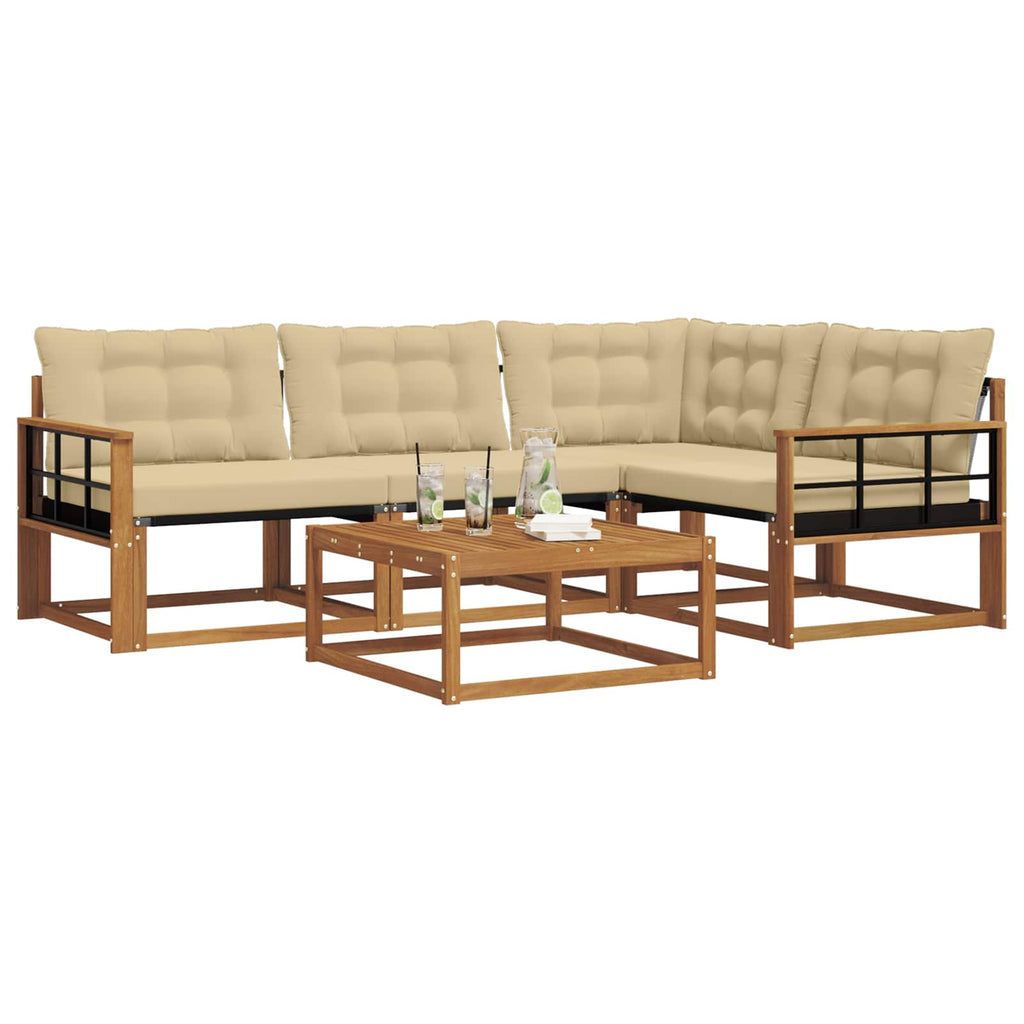 Outdoor-Sofagarnitur mit Kissen 5 pcs Natur und Beige