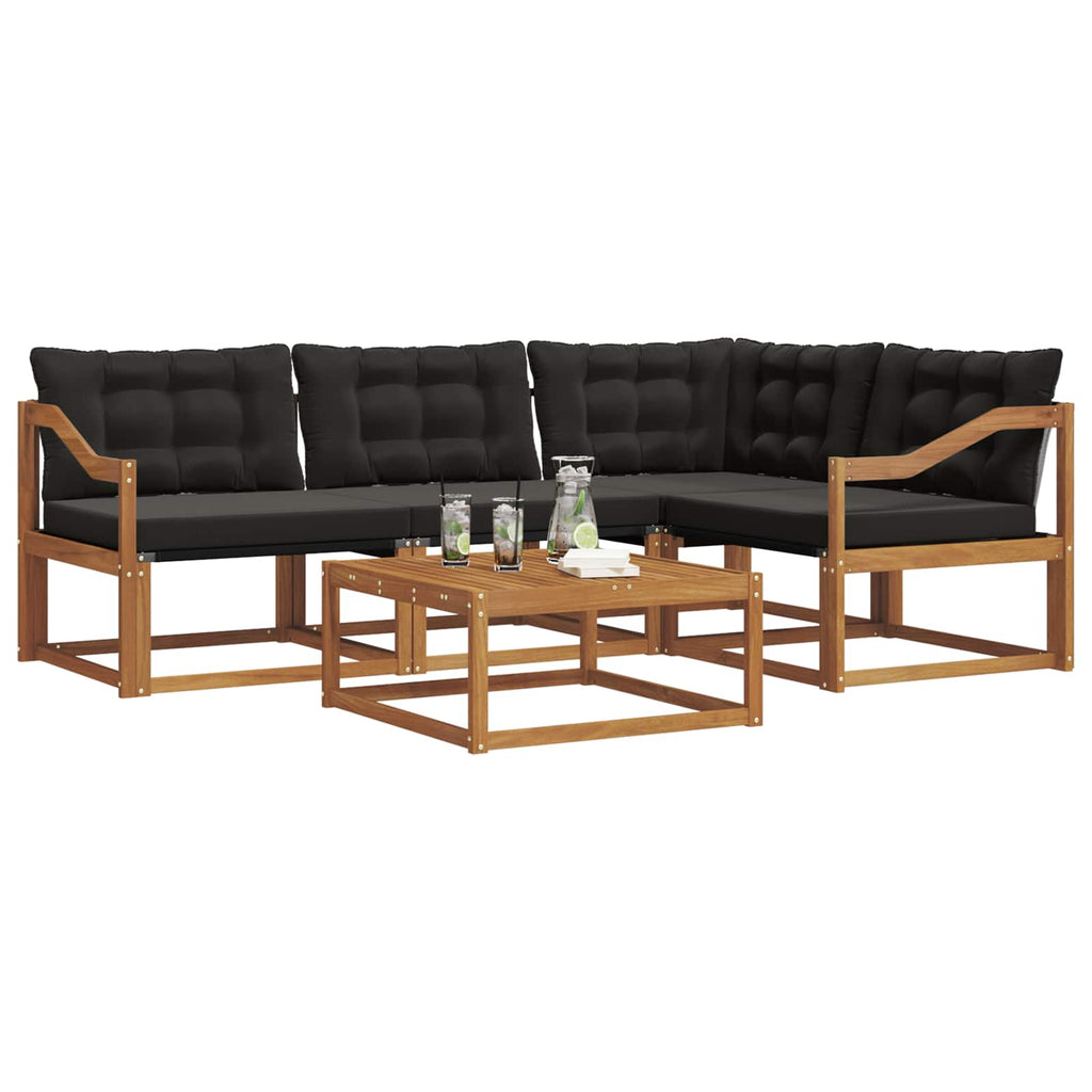 Outdoor-Sofagarnitur mit Kissen 5 pcs Natürlich und Schwarz