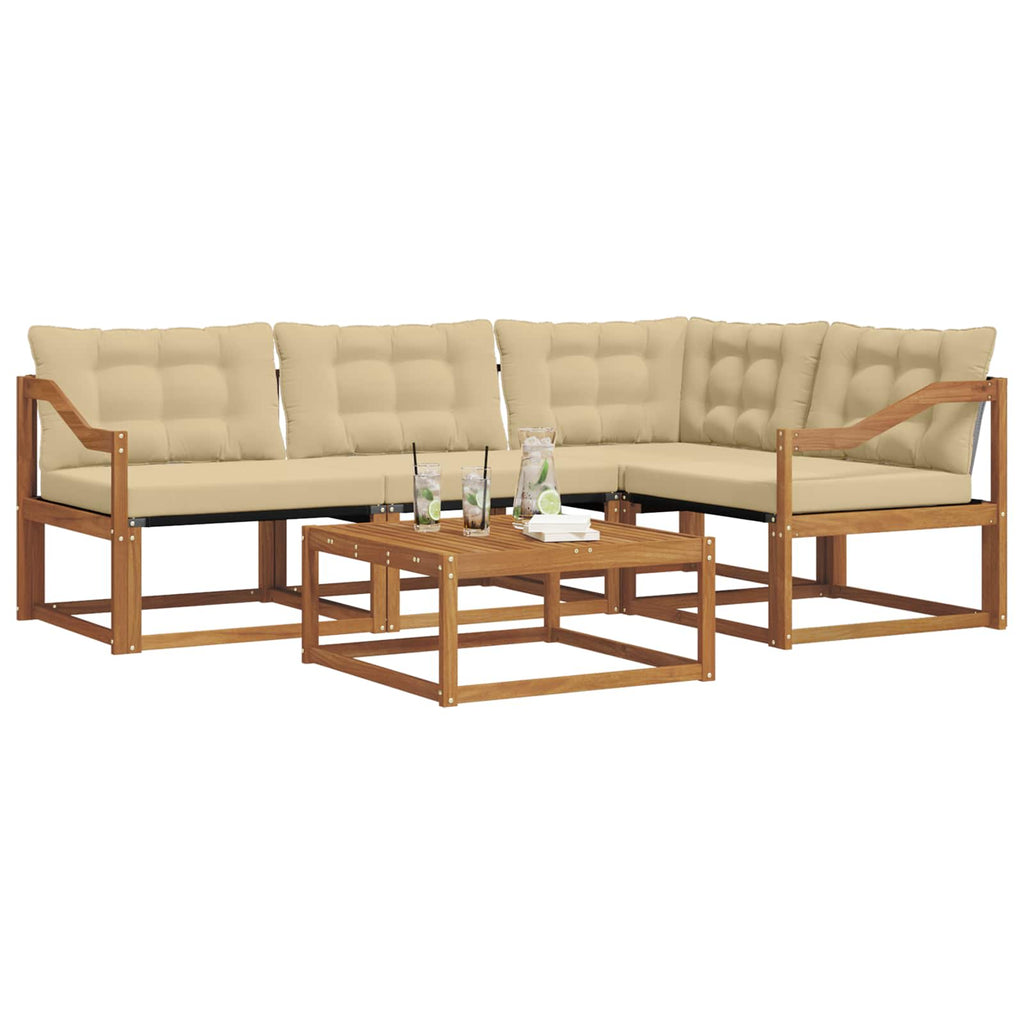 Outdoor-Sofagarnitur mit Kissen 5 pcs Natur und Beige