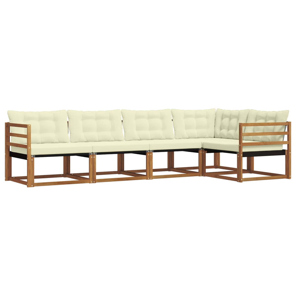 Outdoor-Sofagarnitur mit Kissen 5 pcs Natur und Creme