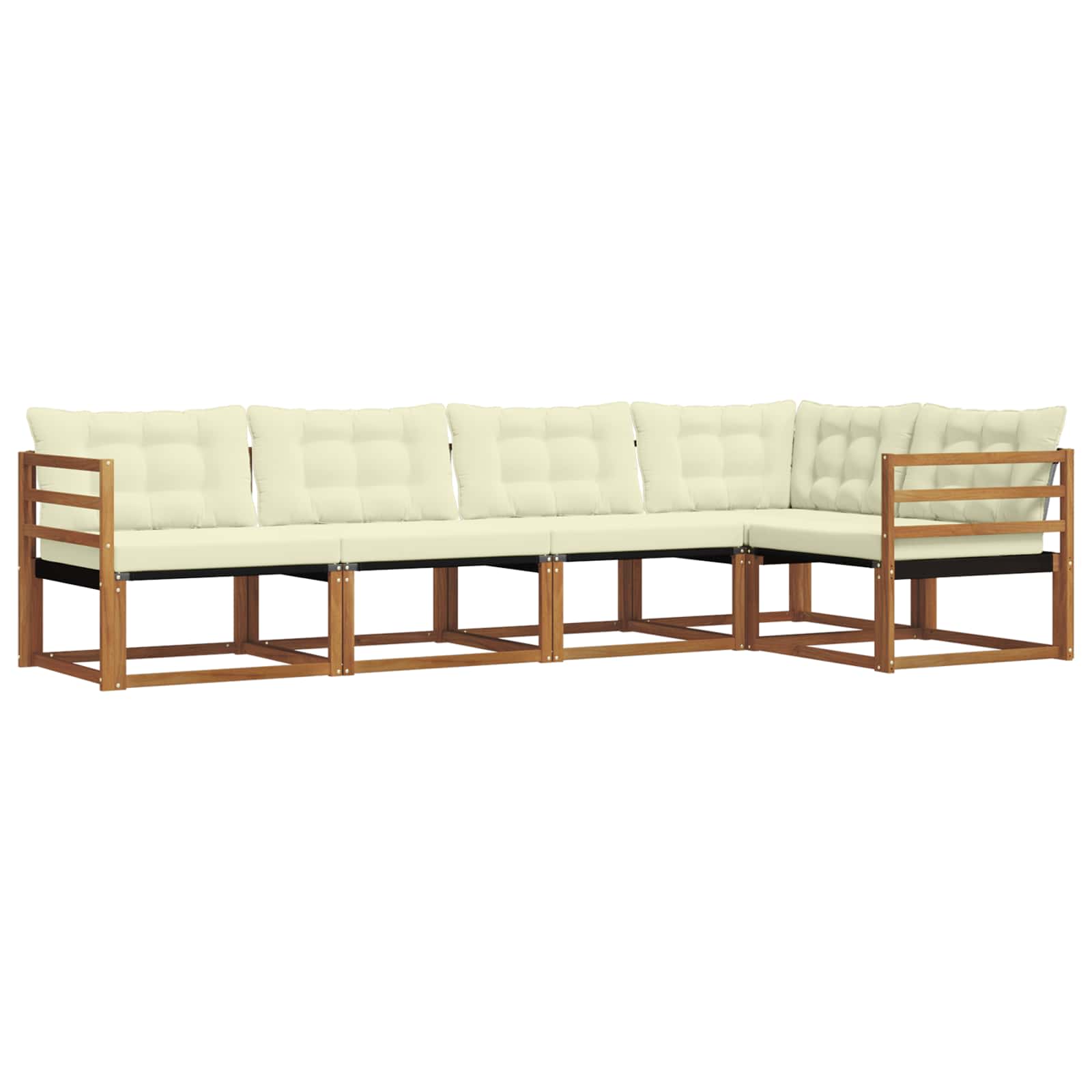 Outdoor-Sofagarnitur mit Kissen 5 pcs Natur und Creme