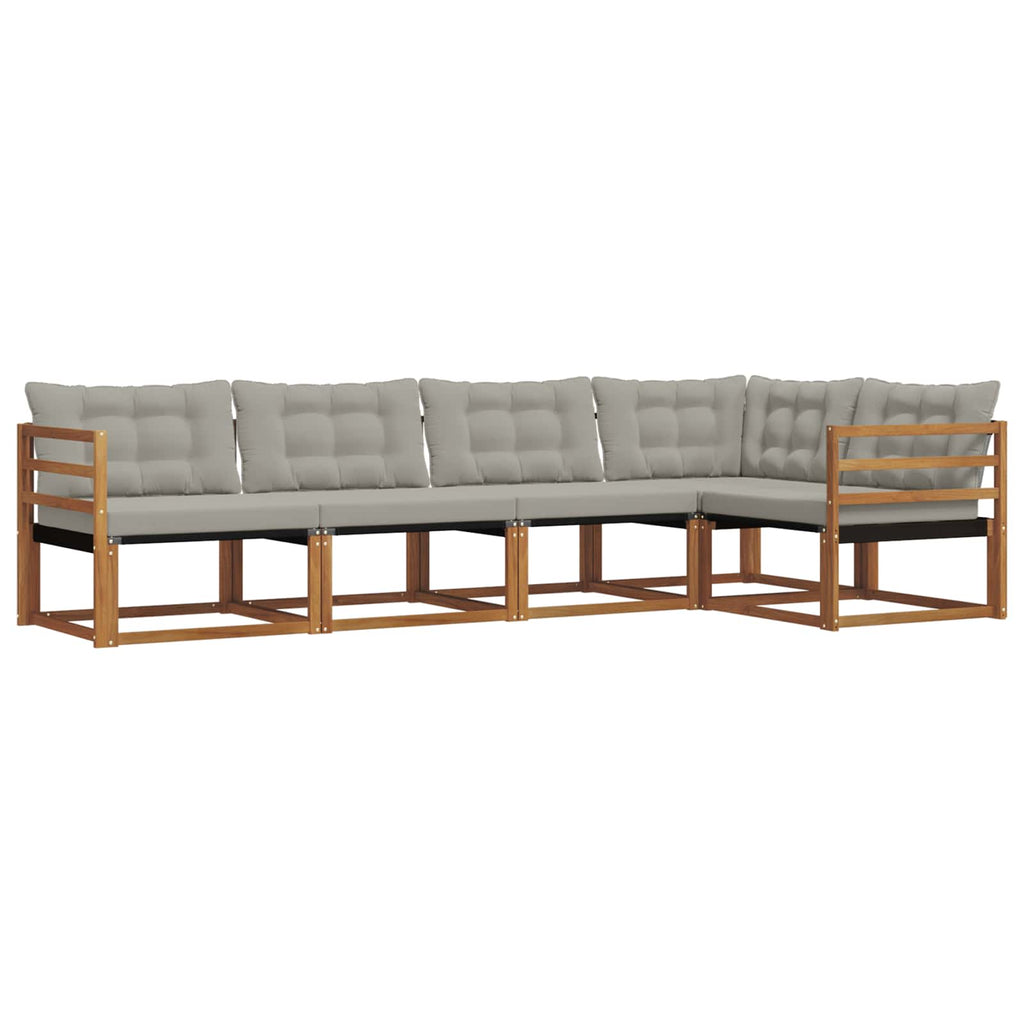 Outdoor-Sofagarnitur mit Kissen 5 pcs Natürlich und Hellgrau