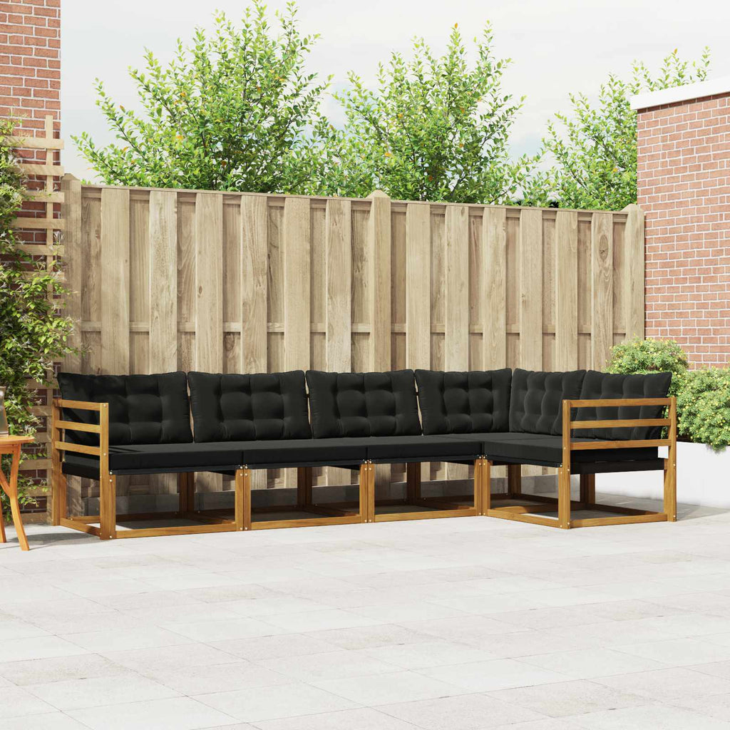 Outdoor-Sofagarnitur mit Kissen 5 pcs Natürlich und Schwarz
