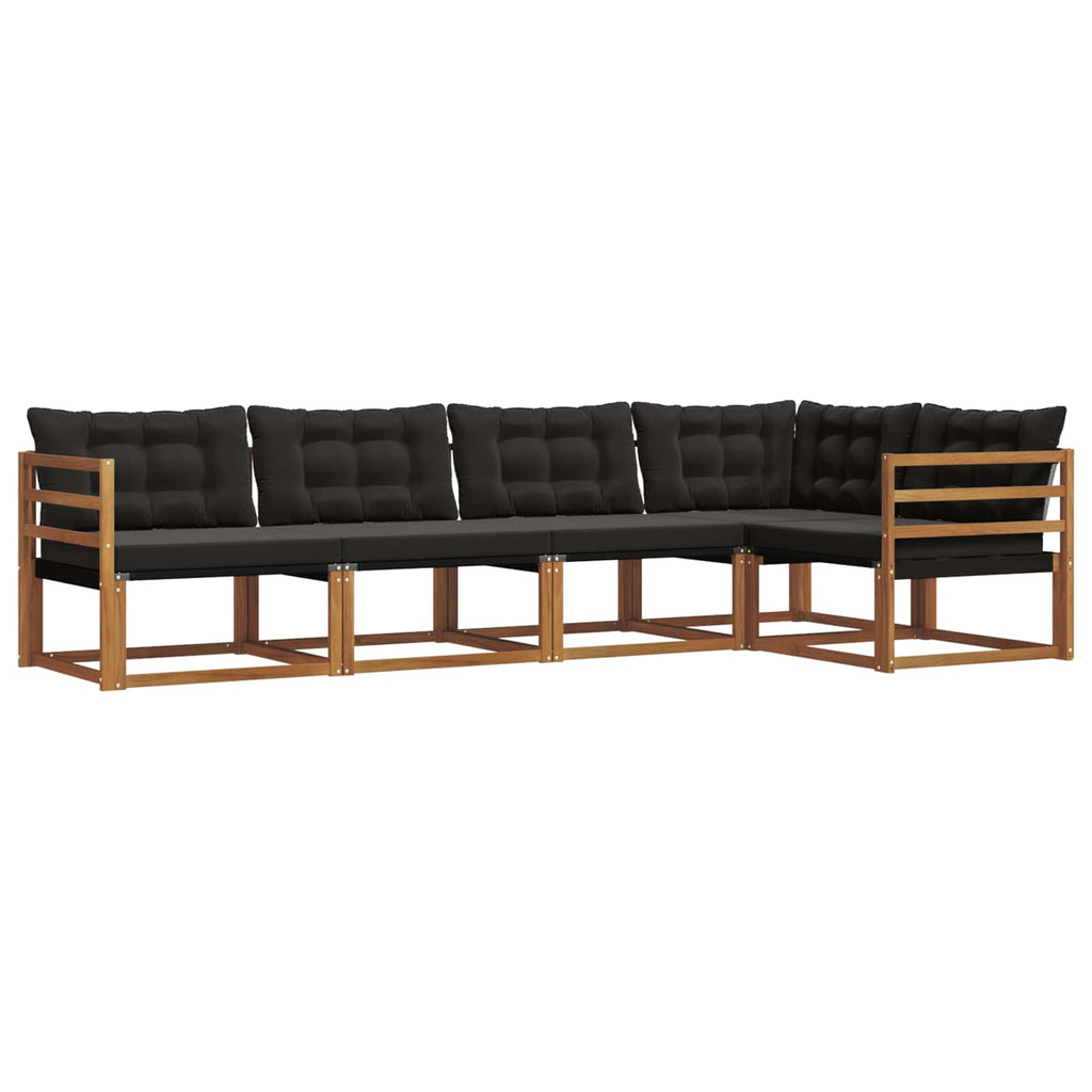 Outdoor-Sofagarnitur mit Kissen 5 pcs Natürlich und Schwarz