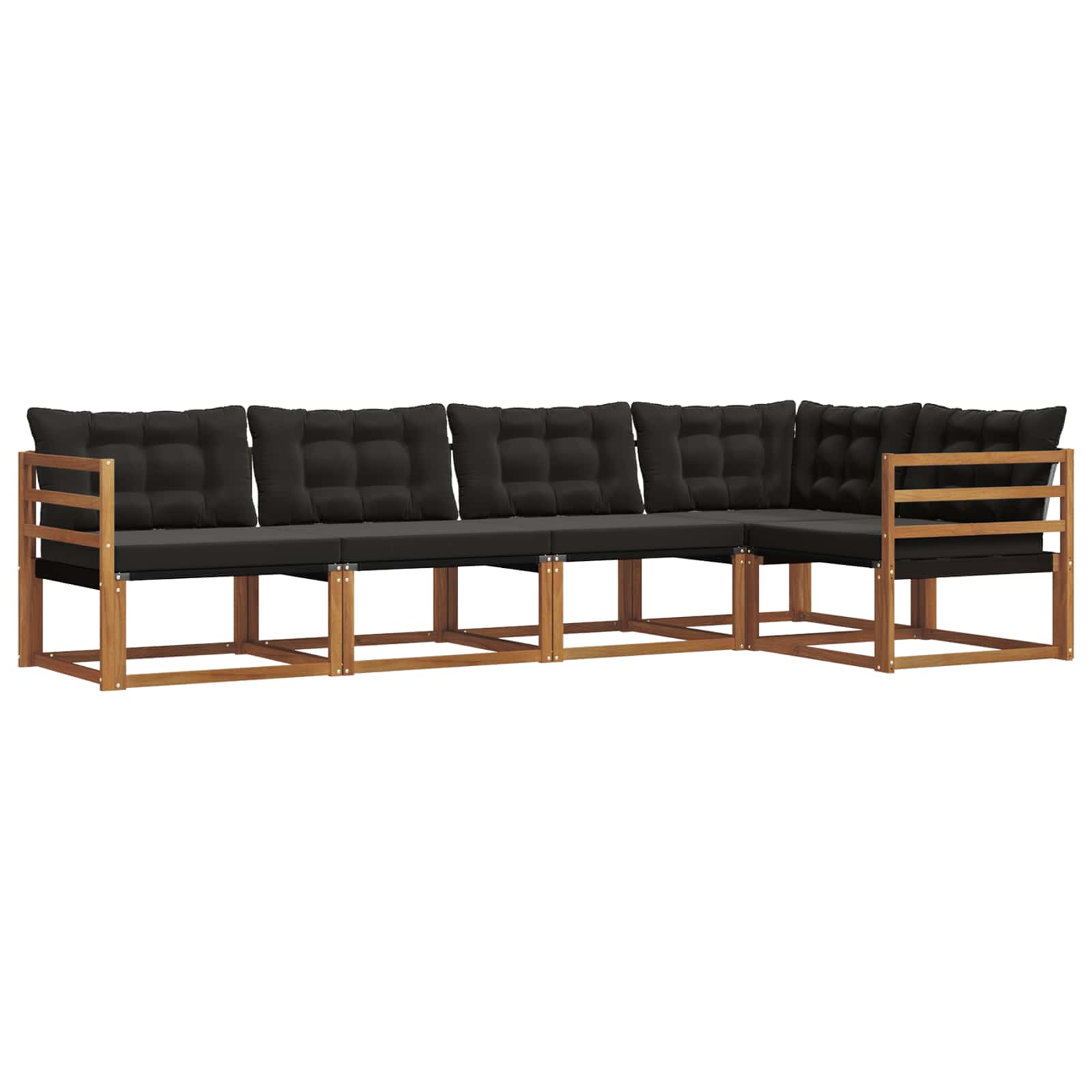 Outdoor-Sofagarnitur mit Kissen 5 pcs Natürlich und Schwarz