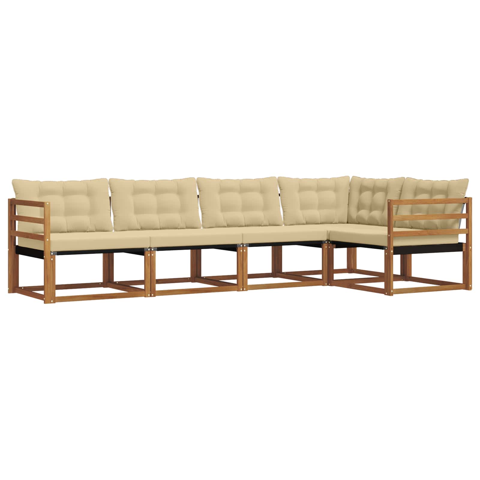 Outdoor-Sofagarnitur mit Kissen 5 pcs Natur und Beige