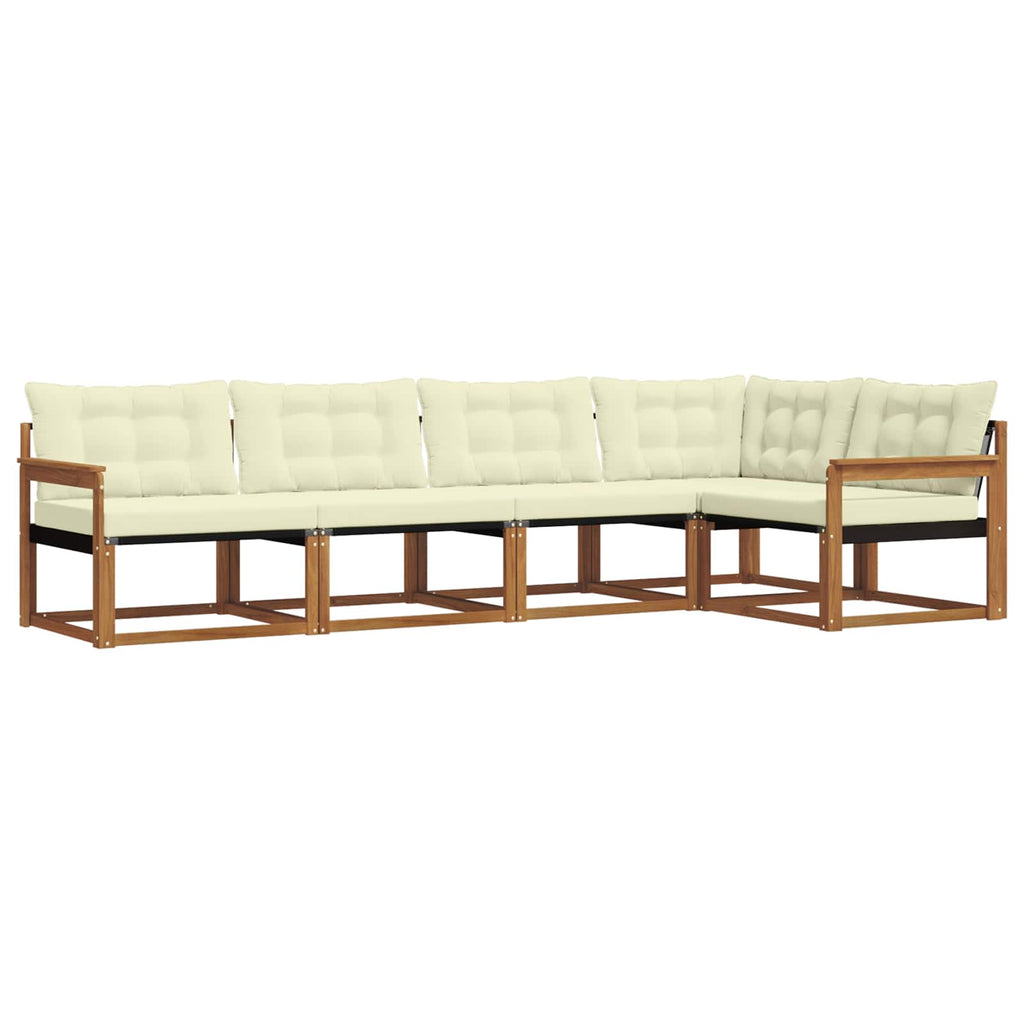 Outdoor-Sofagarnitur mit Kissen 5 pcs Natur und Creme