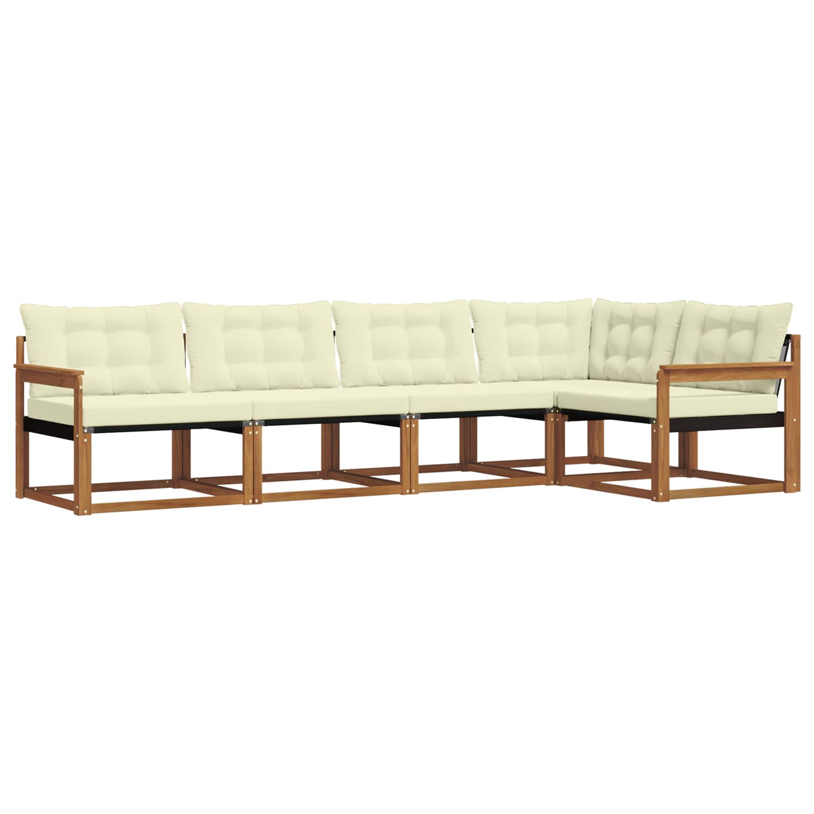 Outdoor-Sofagarnitur mit Kissen 5 pcs Natur und Creme