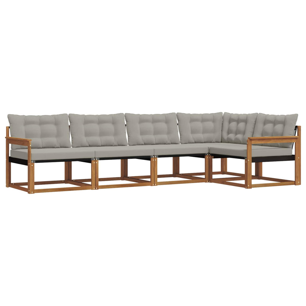 Outdoor-Sofagarnitur mit Kissen 5 pcs Natürlich und Hellgrau