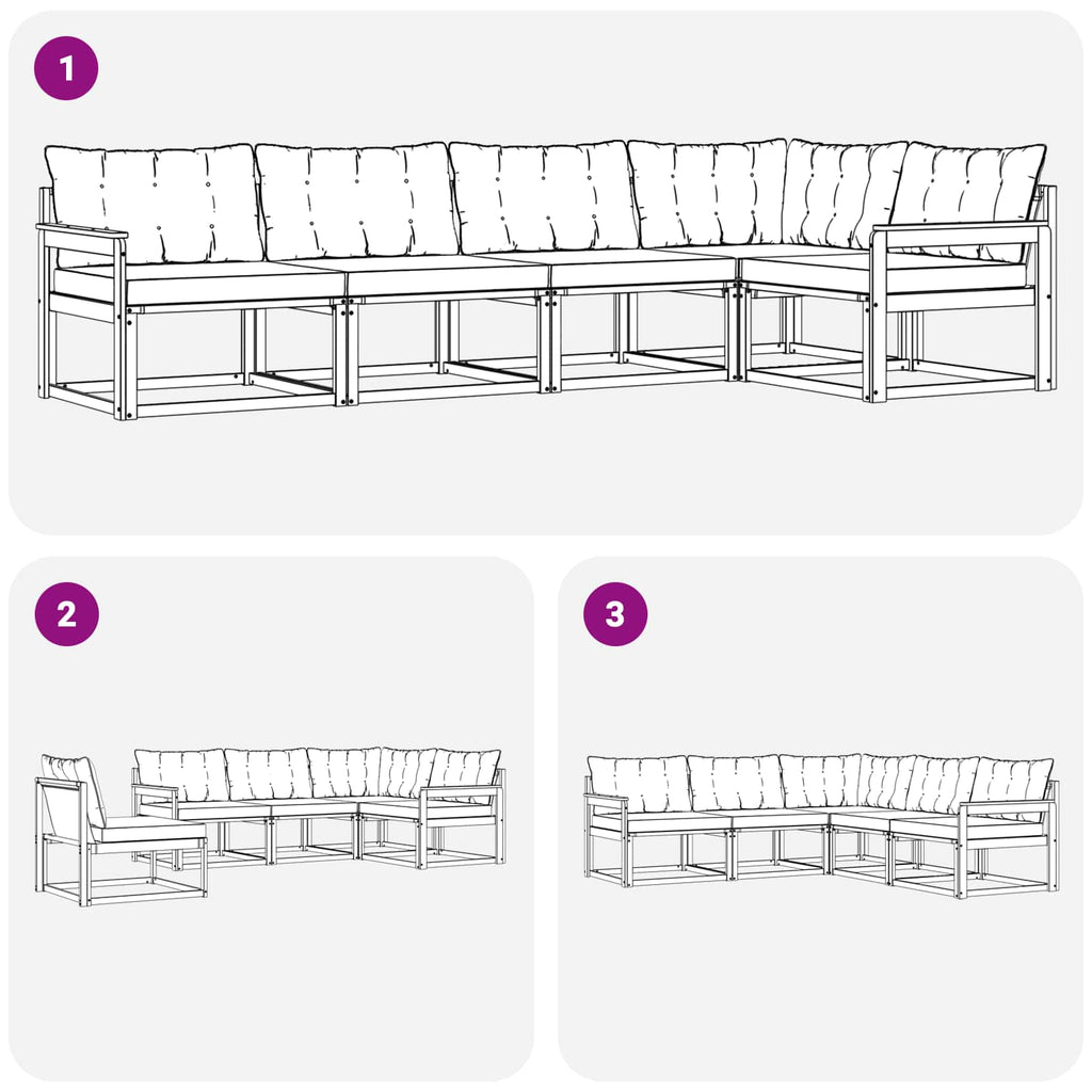 Outdoor-Sofagarnitur mit Kissen 5 pcs Natürlich und Hellgrau
