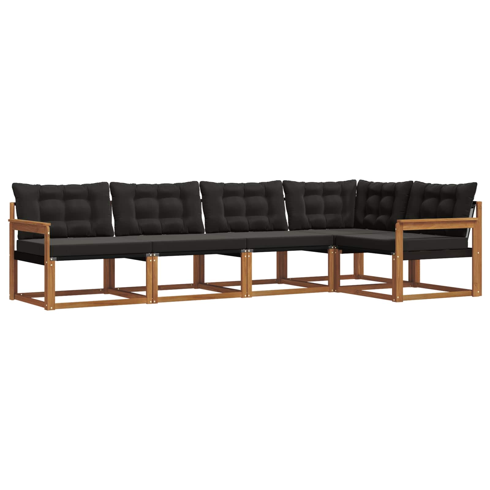 Outdoor-Sofagarnitur mit Kissen 5 pcs Natürlich und Schwarz