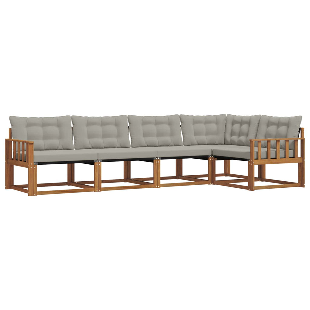 Outdoor-Sofagarnitur mit Kissen 5 pcs Natürlich und Hellgrau