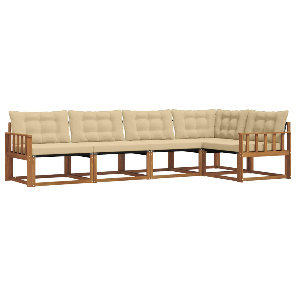Outdoor-Sofagarnitur mit Kissen 5 pcs Natur und Beige