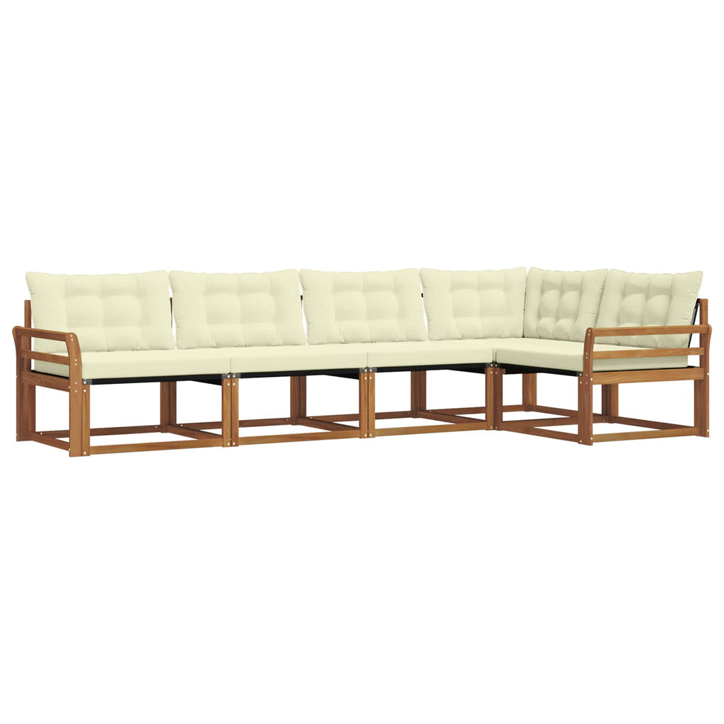 Outdoor-Sofagarnitur mit Kissen 5 pcs Natur und Creme