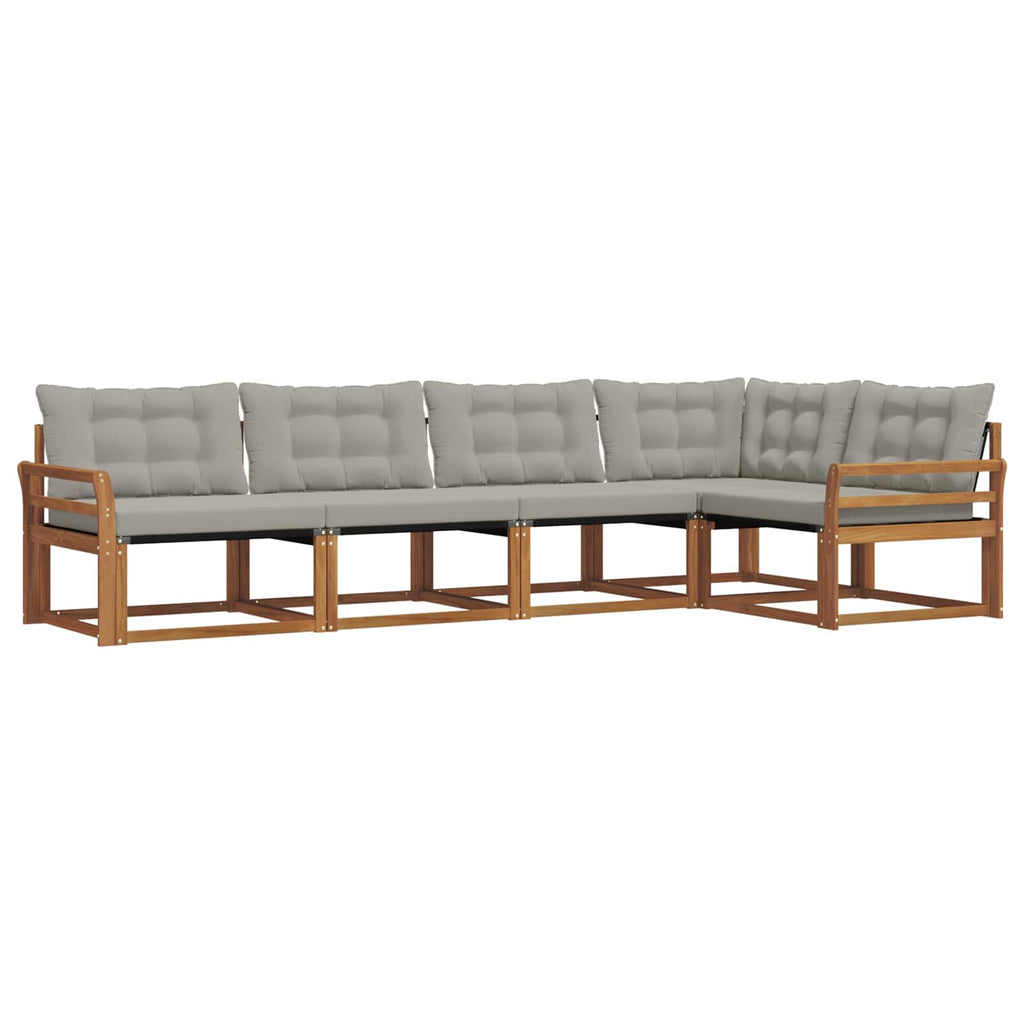 Outdoor-Sofagarnitur mit Kissen 5 pcs Natürlich und Hellgrau
